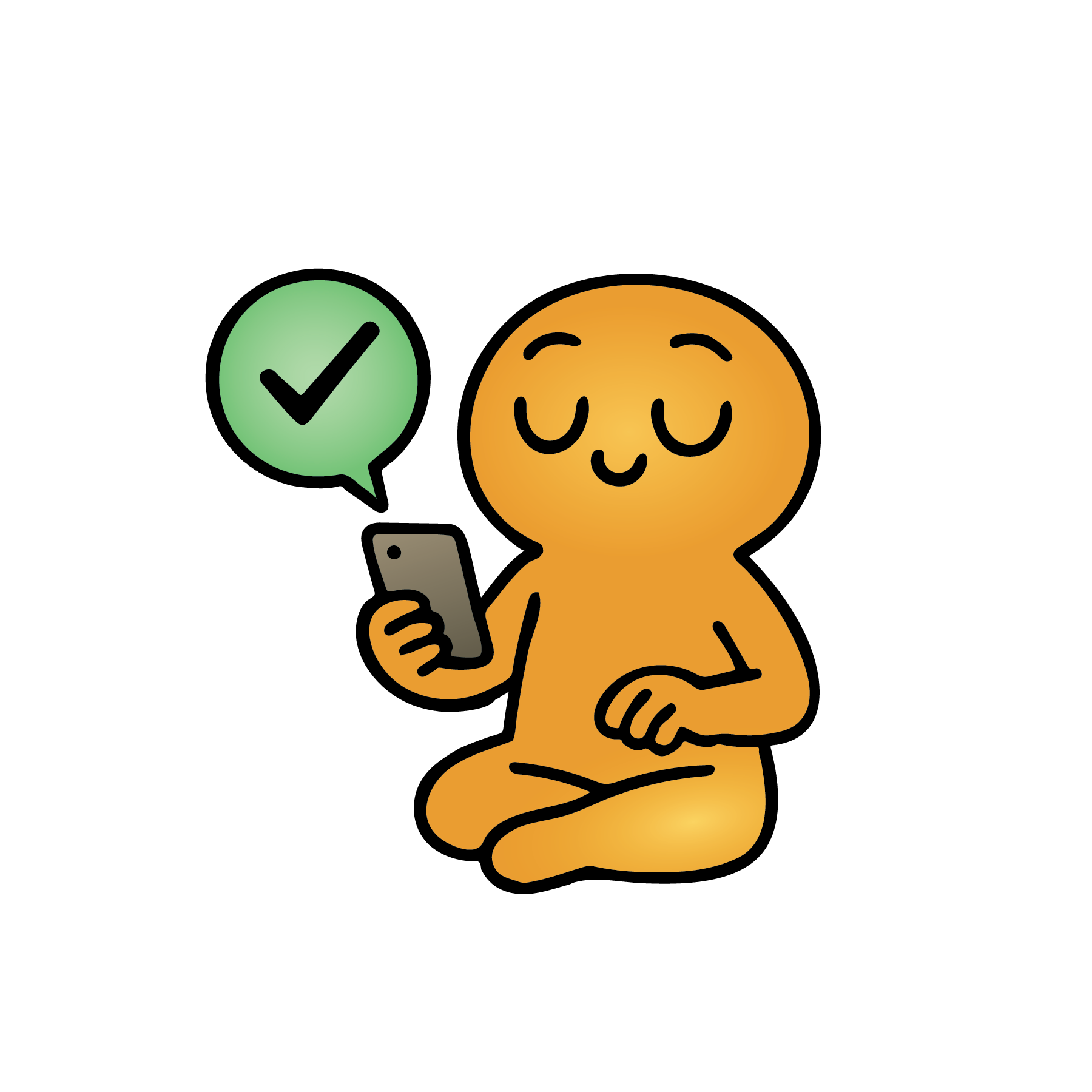 Text a Thank-You character illustration